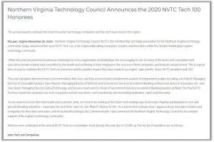 NVTC Tech 100 for 2020 Press Release